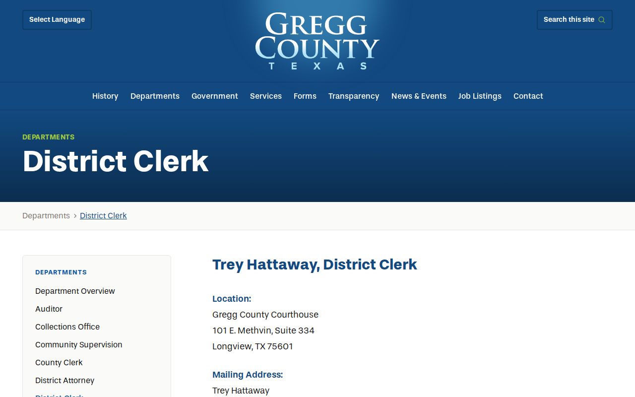 Gregg County warrant search guidance about the district felony record custodian