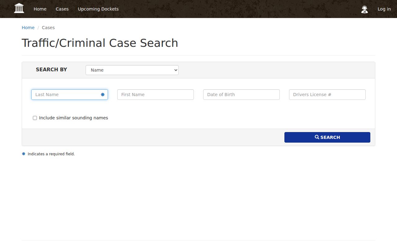 Longview warrant search modes in the official municipal portal