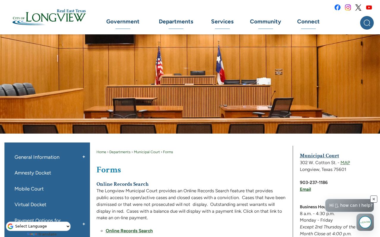 Gregg County active warrant record access through Longview’s official court forms