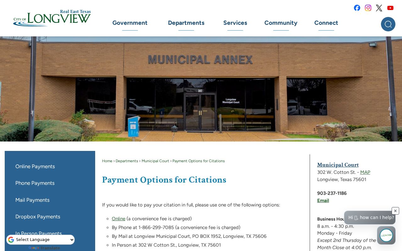 Longview warrant payment options and Safe Haven guidance for a municipal case