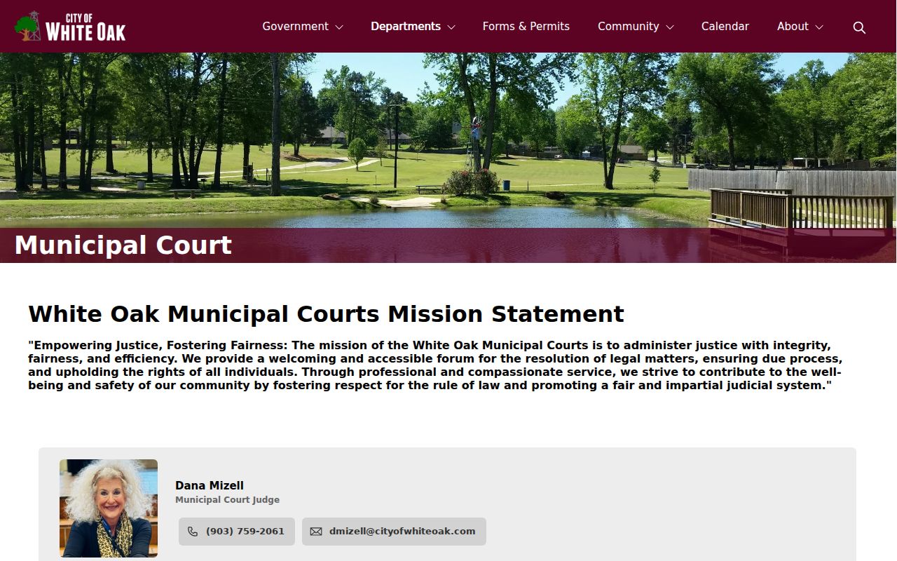 White Oak warrant information and Municipal Court contact page